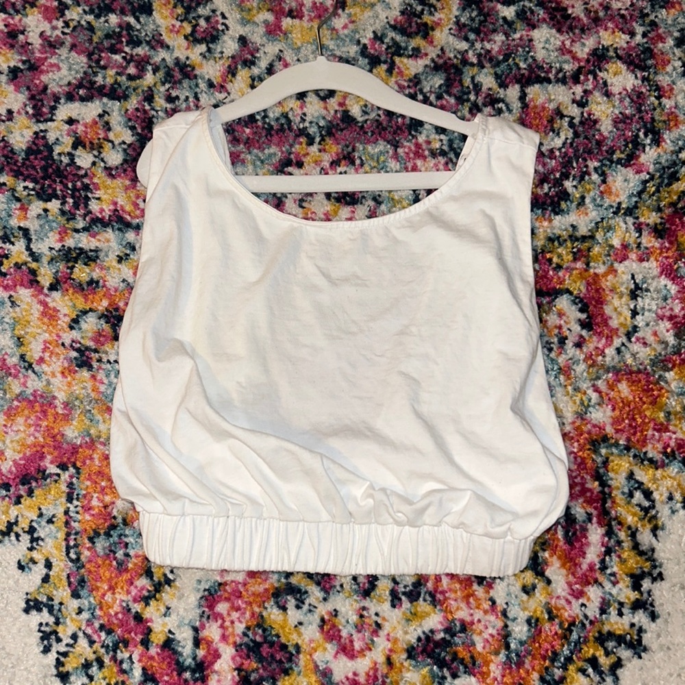 zara backless white tank top